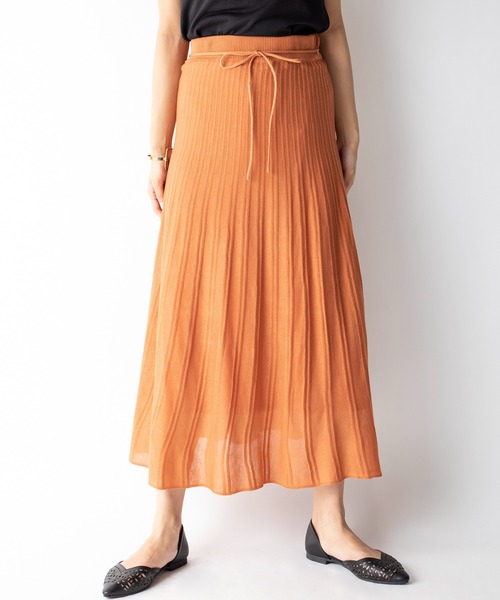 MILLION CARATS（ミリオンカラッツ）の「【STYLE４】シアーニットロングスカート（スカート・レディース・オフホワイト/オレンジ・FREE）」の8枚目の写真