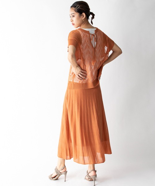 MILLION CARATS（ミリオンカラッツ）の「【STYLE４】シアーニットロングスカート（スカート・レディース・オフホワイト/オレンジ・FREE）」の15枚目の写真