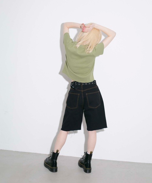 X-girl(エックスガール)の「EMBROIDERED MILLS LOGO S/S BABY TEE(Tシャツ/カットソー・レディース・ホワイト/オリーブ/チャコール・S/M)」の19枚目の写真