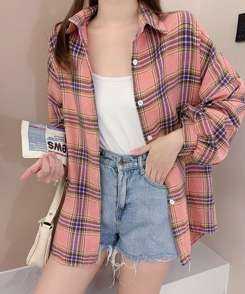 meJane(ミージェーン)の「ゆるシルエットチェックシャツ【ZOZOTOWN限定】(シャツ/ブラウス・レディース・ブルー/ピンク・FREE)」の2枚目の写真