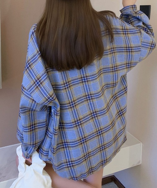 meJane(ミージェーン)の「ゆるシルエットチェックシャツ【ZOZOTOWN限定】(シャツ/ブラウス・レディース・ブルー/ピンク・FREE)」の5枚目の写真