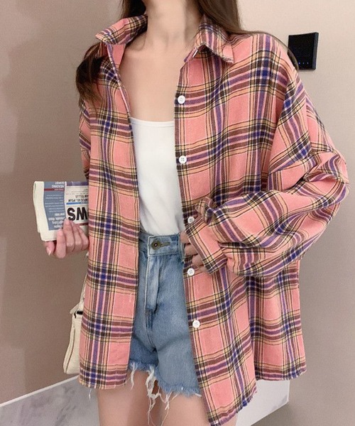meJane(ミージェーン)の「ゆるシルエットチェックシャツ【ZOZOTOWN限定】(シャツ/ブラウス・レディース・ブルー/ピンク・FREE)」の7枚目の写真