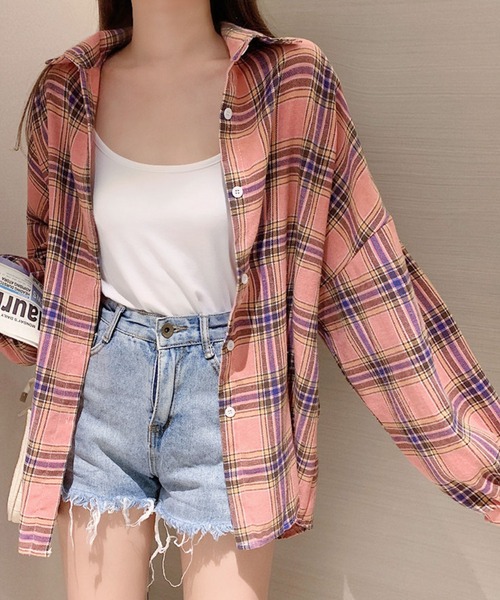 meJane(ミージェーン)の「ゆるシルエットチェックシャツ【ZOZOTOWN限定】(シャツ/ブラウス・レディース・ブルー/ピンク・FREE)」の6枚目の写真