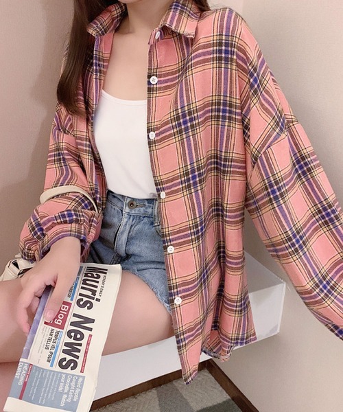 meJane(ミージェーン)の「ゆるシルエットチェックシャツ【ZOZOTOWN限定】(シャツ/ブラウス・レディース・ブルー/ピンク・FREE)」の8枚目の写真