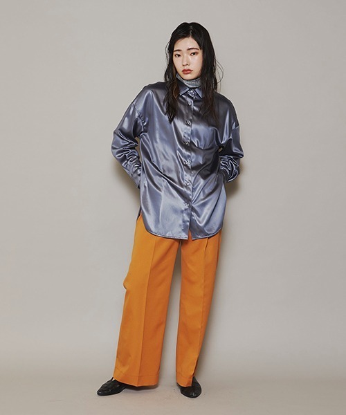 lautreamont BLEUBLANC（ロートレアモンブルーブラン）の「<lautreamont BLEUBLANC>ワイドストレートカラーパンツ≪洗濯機で洗える≫（その他パンツ・レディース・オレンジ/ブルー/パープル/グリーン・9号/11号/7号）」の6枚目の写真