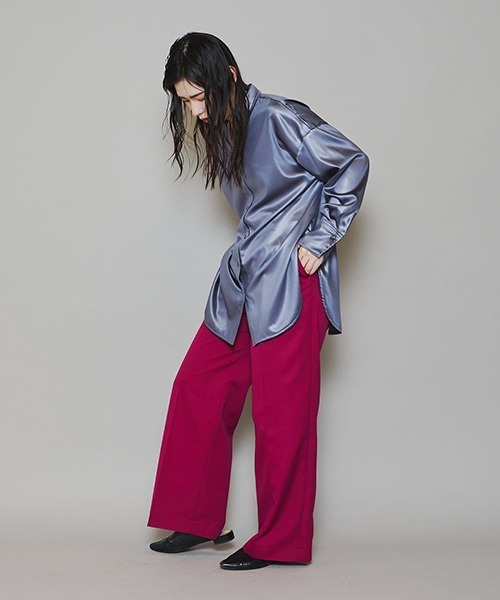 lautreamont BLEUBLANC（ロートレアモンブルーブラン）の「<lautreamont BLEUBLANC>ワイドストレートカラーパンツ≪洗濯機で洗える≫（その他パンツ・レディース・オレンジ/ブルー/パープル/グリーン・9号/11号/7号）」の8枚目の写真