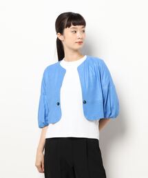 ウォッシャブル麻ショートパフスリーブジャケット