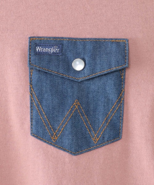 Wrangler（ラングラー）の「【キッズ】Wrangler ラングラーデニポケットTパーカー（120~150cm）（Tシャツ/カットソー・キッズ・ピンク/オフホワイト・120/130/140/150）」の7枚目の写真