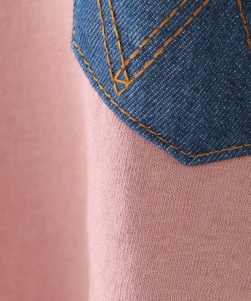 Wrangler（ラングラー）の「【キッズ】Wrangler ラングラーデニポケットTパーカー（120~150cm）（Tシャツ/カットソー・キッズ・ピンク/オフホワイト・120/130/140/150）」の6枚目の写真