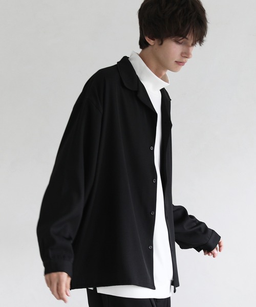黒 ビッグカラー バルーンスリーブ シャツ （ビッグカラー