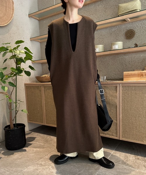 ネメス　ヴィンテージ　ベストワンピース ワンピース キーネックロングベストワンピース : ZOZOTOWN Yahoo!店