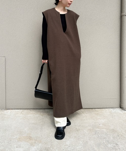 HYKE ロングベストワンピース セール】キーネックロングベストワンピース（ワンピース）｜select
