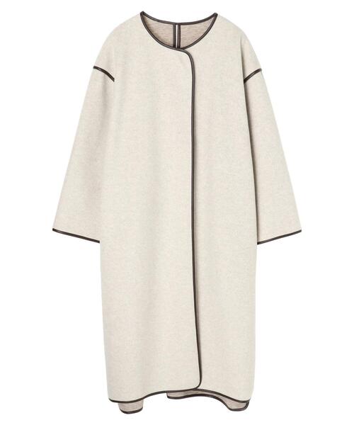 セール】パイピングノーカラーコート（ノーカラーコート