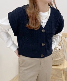 【apres jour clair】ショートケーブルニットベスト