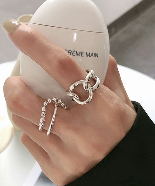 CEMONEMO(セモネモ)の「【金属アレルギー対応】 ワイド チェーン オープンリング / silver925コーティング(リング・レディース・シルバー・FREE)」の3枚目の写真