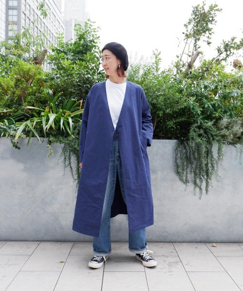 MANASTASH（マナスタッシュ）の「MANASTASH/マナスタッシュ W's WORK FIELD COAT ウィメンズ　ワークフィールドコート（ノーカラーコート・レディース・ブラック/ベージュ/ネイビー・MEDIUM）」の3枚目の写真