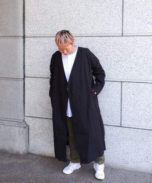 MANASTASH（マナスタッシュ）の「MANASTASH/マナスタッシュ W's WORK FIELD COAT ウィメンズ　ワークフィールドコート（ノーカラーコート・レディース・ブラック/ベージュ/ネイビー・MEDIUM）」の2枚目の写真