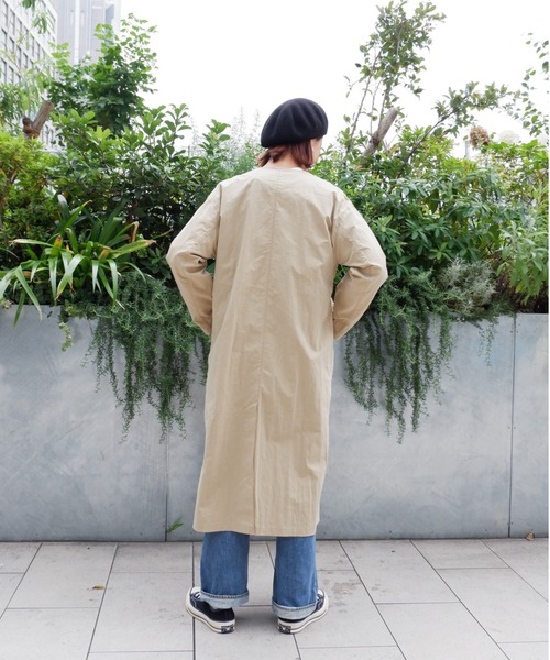 MANASTASH（マナスタッシュ）の「MANASTASH/マナスタッシュ W's WORK FIELD COAT ウィメンズ　ワークフィールドコート（ノーカラーコート・レディース・ブラック/ベージュ/ネイビー・MEDIUM）」の4枚目の写真