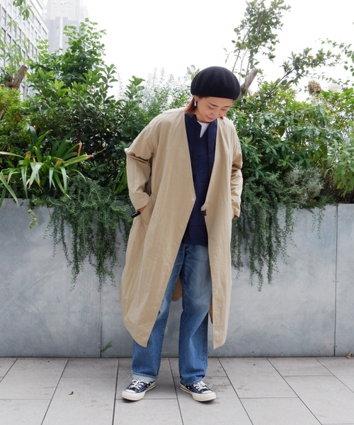 MANASTASH（マナスタッシュ）の「MANASTASH/マナスタッシュ W's WORK FIELD COAT ウィメンズ　ワークフィールドコート（ノーカラーコート・レディース・ブラック/ベージュ/ネイビー・MEDIUM）」の7枚目の写真