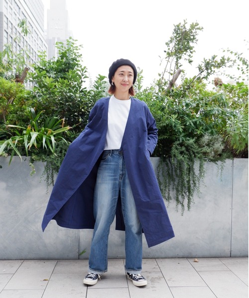 MANASTASH（マナスタッシュ）の「MANASTASH/マナスタッシュ W's WORK FIELD COAT ウィメンズ　ワークフィールドコート（ノーカラーコート・レディース・ブラック/ベージュ/ネイビー・MEDIUM）」の8枚目の写真