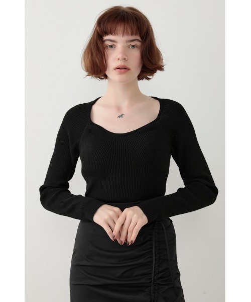 SLY（スライ）の「Sly Skin CUP IN KNIT TOPS カップイン ニット トップス（ルームウェア/パジャマ・レディース・カーキ/ベージュ/ブラック・2/1）」の2枚目の写真