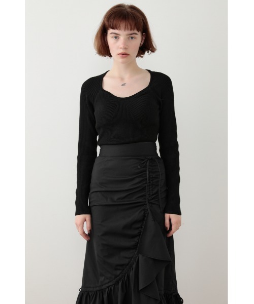 SLY（スライ）の「Sly Skin CUP IN KNIT TOPS カップイン ニット トップス（ルームウェア/パジャマ・レディース・カーキ/ベージュ/ブラック・2/1）」の4枚目の写真