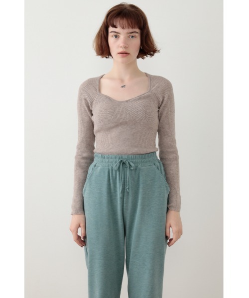 SLY（スライ）の「Sly Skin CUP IN KNIT TOPS カップイン ニット トップス（ルームウェア/パジャマ・レディース・カーキ/ベージュ/ブラック・2/1）」の9枚目の写真