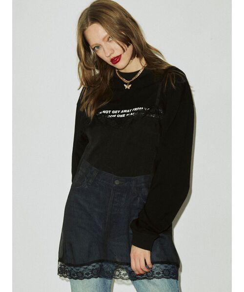 jouetie（ジュエティ）の「ランジェリーレイヤードロンT（Tシャツ/カットソー・レディース・オフホワイト/ブラック/ブルー・MEDIUM）」の3枚目の写真