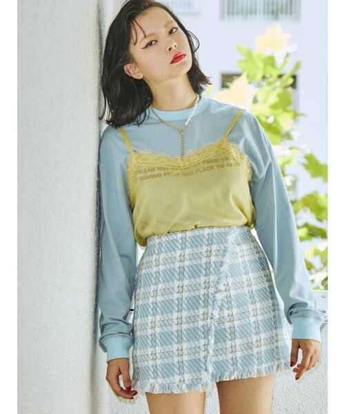 jouetie（ジュエティ）の「ランジェリーレイヤードロンT（Tシャツ/カットソー・レディース・オフホワイト/ブラック/ブルー・MEDIUM）」の4枚目の写真