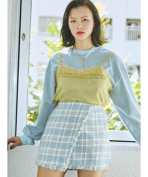 jouetie（ジュエティ）の「ランジェリーレイヤードロンT（Tシャツ/カットソー・レディース・オフホワイト/ブラック/ブルー・MEDIUM）」の7枚目の写真