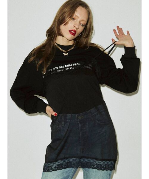 jouetie（ジュエティ）の「ランジェリーレイヤードロンT（Tシャツ/カットソー・レディース・オフホワイト/ブラック/ブルー・MEDIUM）」の5枚目の写真