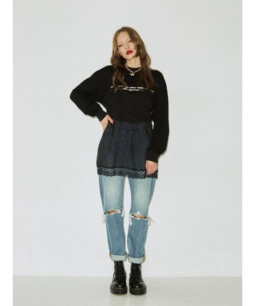 jouetie（ジュエティ）の「ランジェリーレイヤードロンT（Tシャツ/カットソー・レディース・オフホワイト/ブラック/ブルー・MEDIUM）」の8枚目の写真