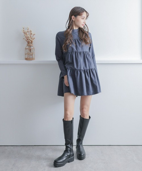 未使用✨20AW エムズグレイシー バイカラーティアードチュニックワンピース40 clear（クリア）の「ティアードチュニックワンピース（チュニック