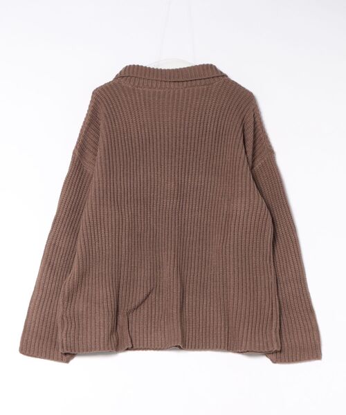 STYLEBLOCK(スタイルブロック)の「片畦編みハーフZIPニットチュニック(ニット/セーター・レディース・オフホワイト/ブラック/モカ/ピンク・M)」の5枚目の写真