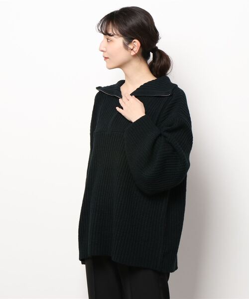 STYLEBLOCK(スタイルブロック)の「片畦編みハーフZIPニットチュニック(ニット/セーター・レディース・オフホワイト/ブラック/モカ/ピンク・M)」の7枚目の写真