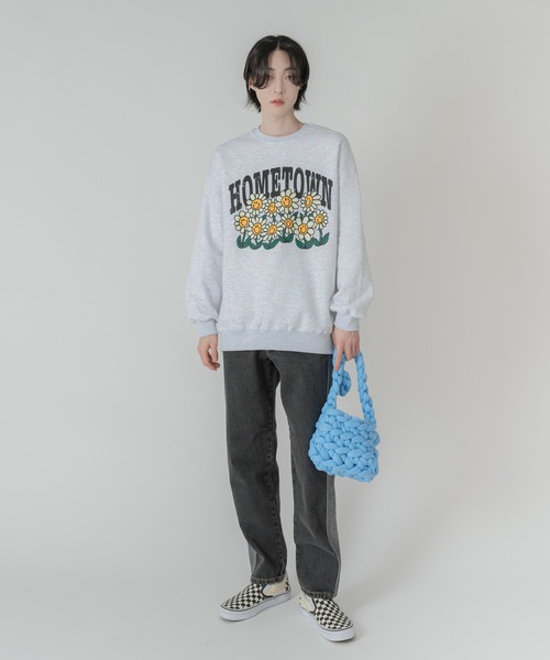 スウェット・トレーナー Cotton Flower Print Sweater フラワー刺繍トレーナー メンズ スウェット レディース にも