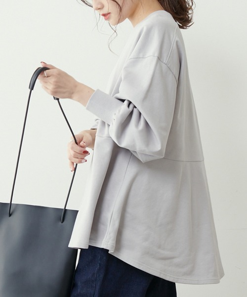 PUAL CE CIN（ピュアルセシン）の「【Du noir】コットン裏毛裾フリルプルオーバー（Tシャツ/カットソー・レディース・ブラック/ベージュ/グレー・FREE）」の3枚目の写真