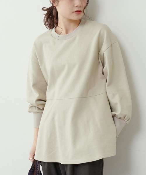 PUAL CE CIN（ピュアルセシン）の「【Du noir】コットン裏毛裾フリルプルオーバー（Tシャツ/カットソー・レディース・ブラック/ベージュ/グレー・FREE）」の4枚目の写真