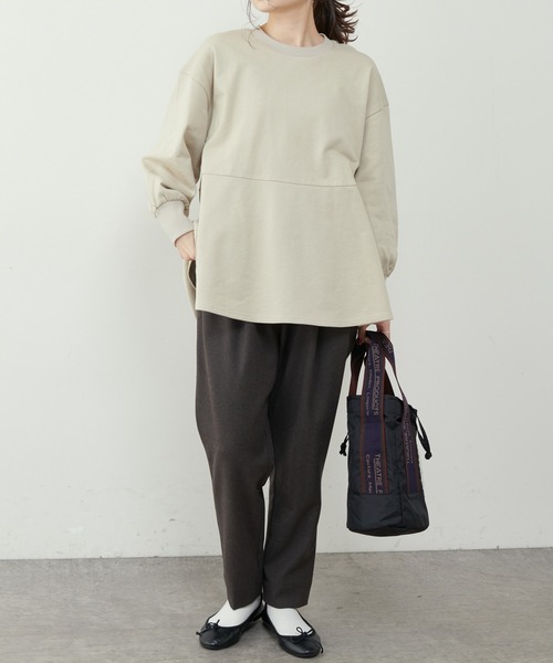 PUAL CE CIN（ピュアルセシン）の「【Du noir】コットン裏毛裾フリルプルオーバー（Tシャツ/カットソー・レディース・ブラック/ベージュ/グレー・FREE）」の7枚目の写真