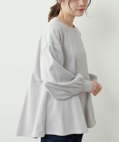 PUAL CE CIN（ピュアルセシン）の「【Du noir】コットン裏毛裾フリルプルオーバー（Tシャツ/カットソー・レディース・ブラック/ベージュ/グレー・FREE）」の9枚目の写真