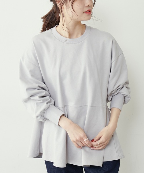 PUAL CE CIN（ピュアルセシン）の「【Du noir】コットン裏毛裾フリルプルオーバー（Tシャツ/カットソー・レディース・ブラック/ベージュ/グレー・FREE）」の8枚目の写真