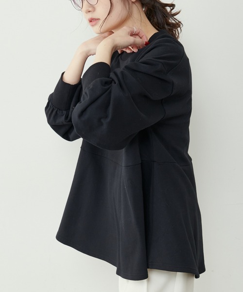 PUAL CE CIN（ピュアルセシン）の「【Du noir】コットン裏毛裾フリルプルオーバー（Tシャツ/カットソー・レディース・ブラック/ベージュ/グレー・FREE）」の11枚目の写真