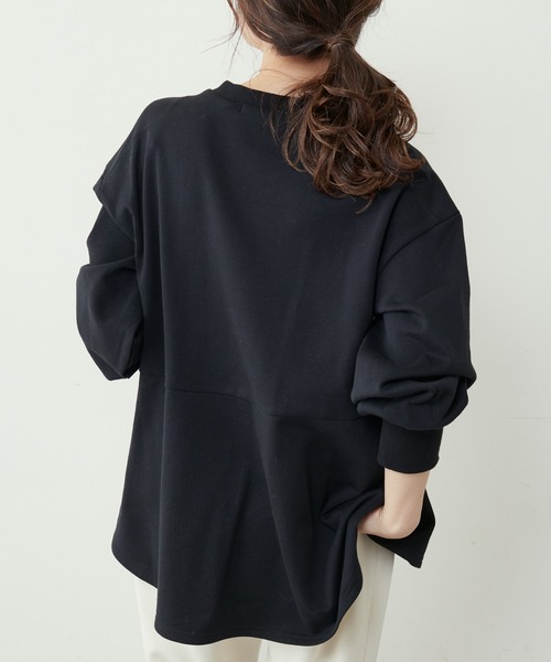 PUAL CE CIN（ピュアルセシン）の「【Du noir】コットン裏毛裾フリルプルオーバー（Tシャツ/カットソー・レディース・ブラック/ベージュ/グレー・FREE）」の12枚目の写真