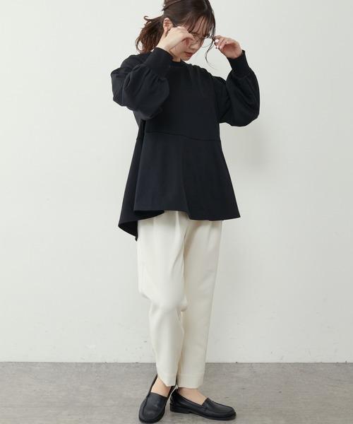 PUAL CE CIN（ピュアルセシン）の「【Du noir】コットン裏毛裾フリルプルオーバー（Tシャツ/カットソー・レディース・ブラック/ベージュ/グレー・FREE）」の14枚目の写真