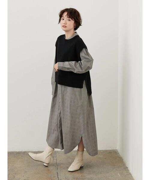 AMERICAN HOLIC(アメリカンホリック)の「SET ニットベスト+シャツワンピース2(シャツワンピース・レディース・ネイビー/チェック・M/L)」の8枚目の写真