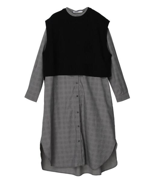 AMERICAN HOLIC(アメリカンホリック)の「SET ニットベスト+シャツワンピース2(シャツワンピース・レディース・ネイビー/チェック・M/L)」の18枚目の写真