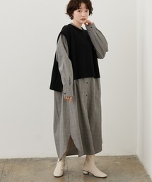 AMERICAN HOLIC | SET ニットベスト+シャツワンピース2(シャツワンピース)