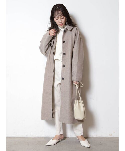 COTORICA（コトリカ）の「フェイクウールステンカラーコート（ステンカラーコート・レディース・ブラック/アイボリー/モカ・FREE）」の13枚目の写真