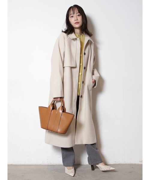 COTORICA（コトリカ）の「フェイクウールステンカラーコート（ステンカラーコート・レディース・ブラック/アイボリー/モカ・FREE）」の4枚目の写真