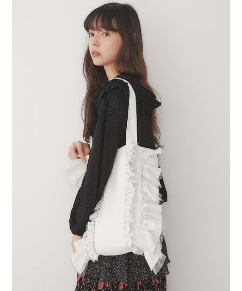 merry jenny(メリージェニー)の「チュールレースコンビtote(トートバッグ・レディース・ブラック/オフホワイト・FREE)」の10枚目の写真